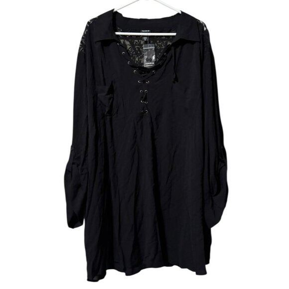 Torrid Top Women 6 Black Pullover Floral Lace Clip Chiffon Flowy Lightweight NWT - Picture 1 of 15